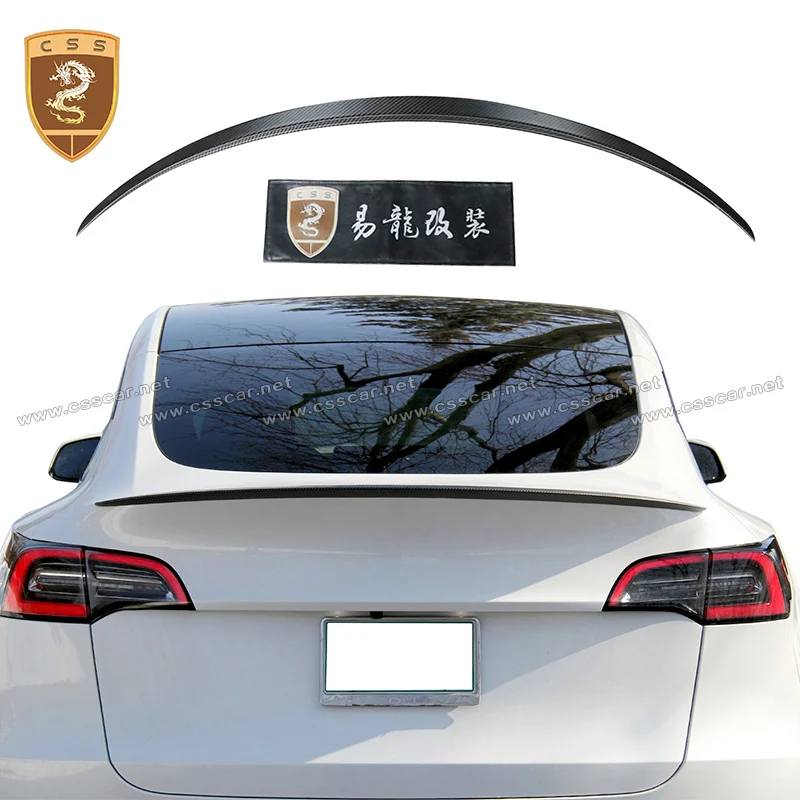 Free Shipping For Tesla Model Y 2021 retrofit Performance Style Real Carbon Fiber rear wing spoiler Car tail wings