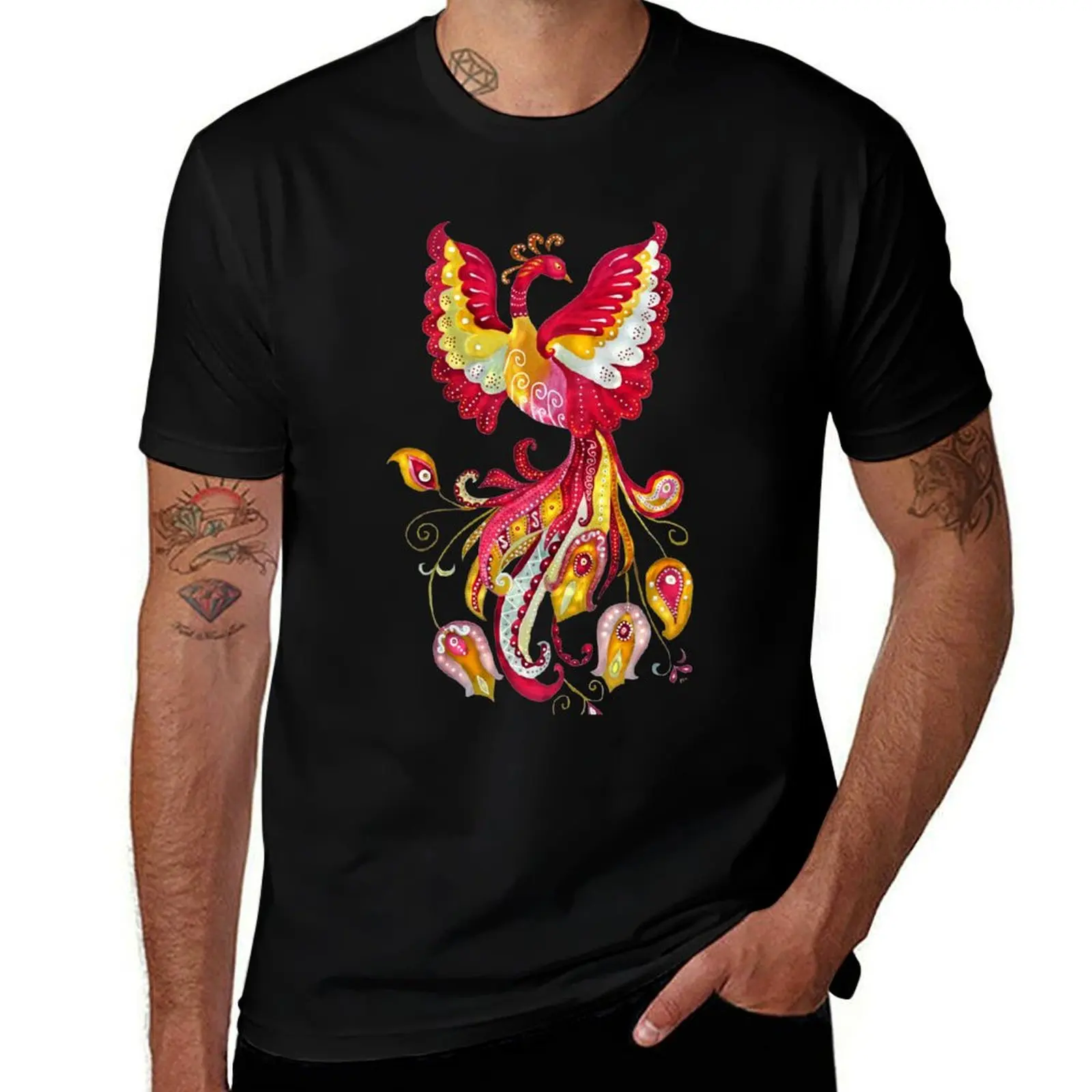 Elegant Red and Yellow Watercolor Firebird Phoenix, Fantasy Creature T-Shirt Lightweight Running Sports T-Shirt