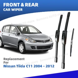 LHD Front Rear Windshield Wiper Blades For Nissan Tiida Versa C11 2004 - 2012 3pc Windscreen Window Cleaning Accessories