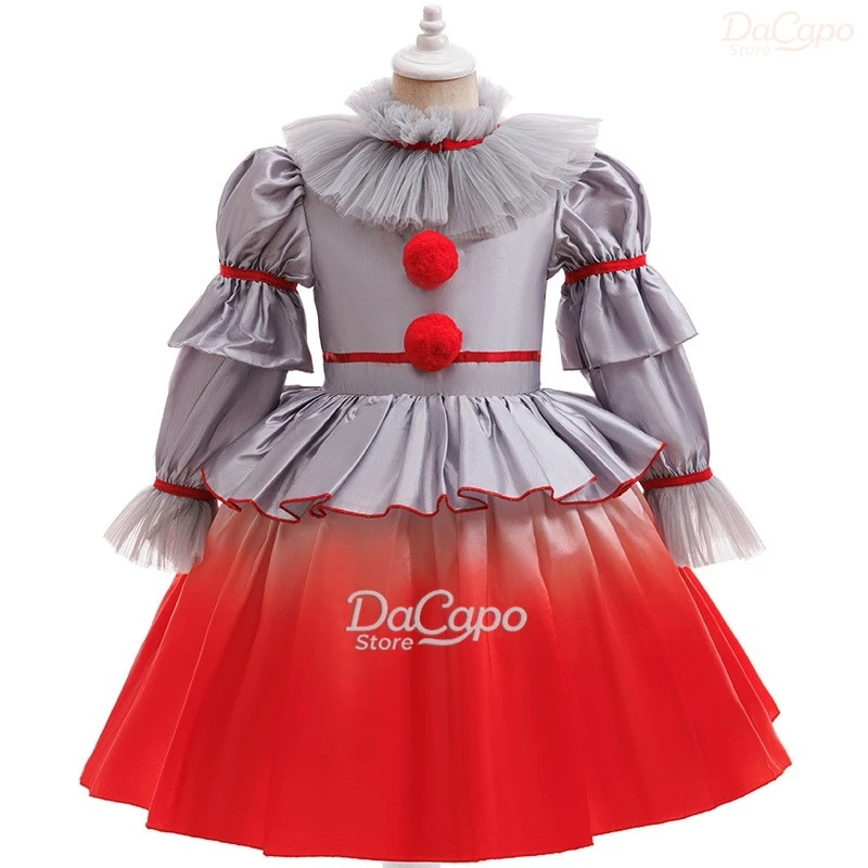 ITT Pennyywise تأثيري هالوين فيلم المهرج تأثيري فستان زي Genderswap الرعب فستان مخيف حتى كرنفال حفلة الاطفال الزي #3