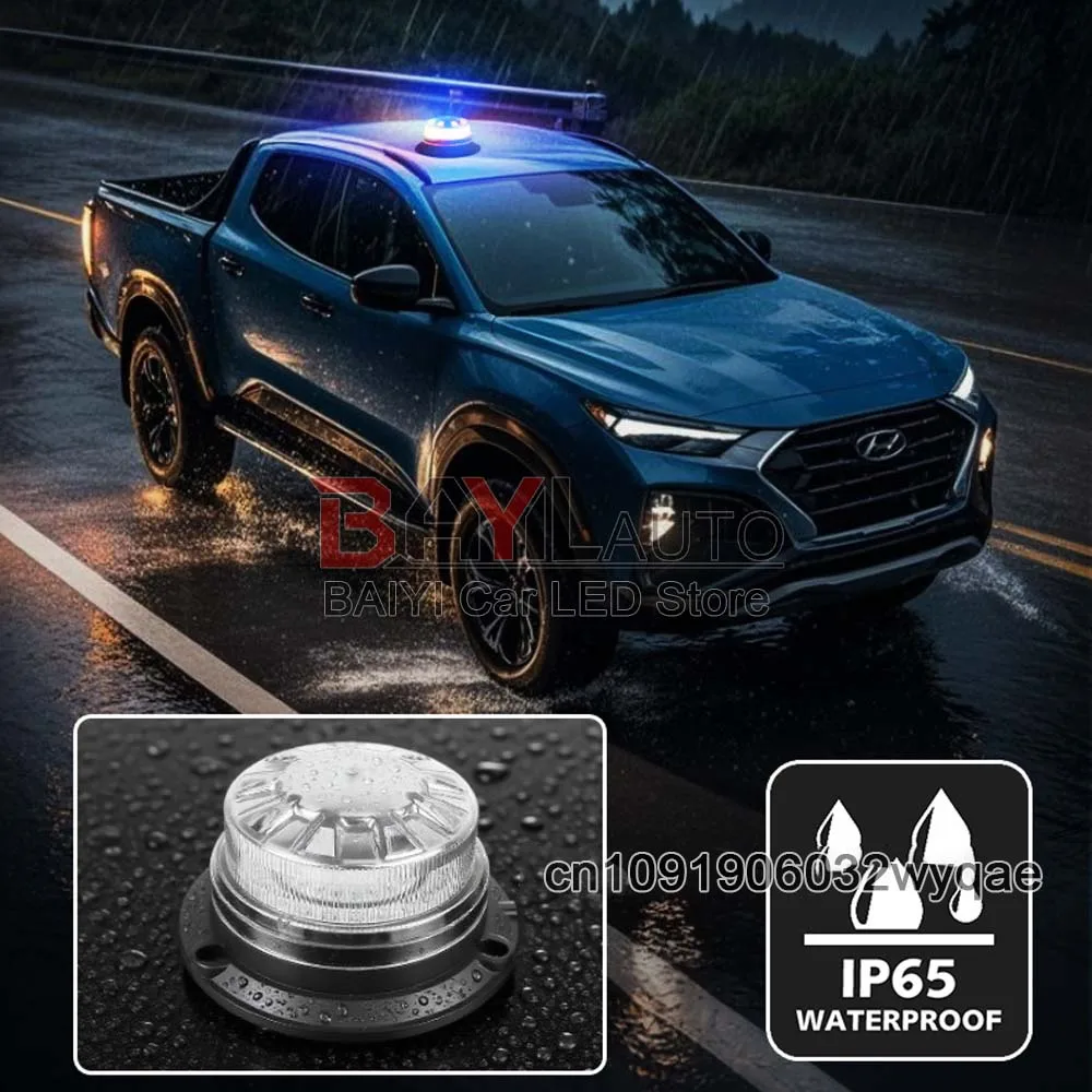 9V-30V RGB 7 Color LED Signal Light Universal Car Warning Light Strobe Light With Magnet Roof Flashing Lights For Car 24V Trucks