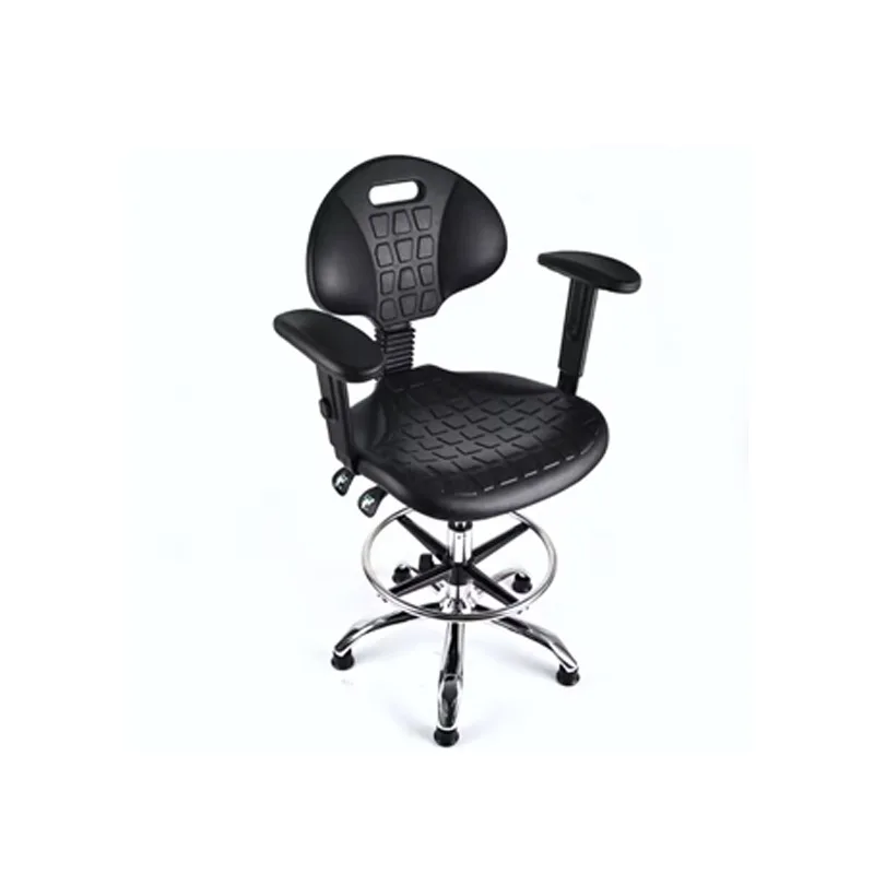 PU anti-static chair dual function adjustable backrest lifting and rotating chair with armrests backrest for school laboratory