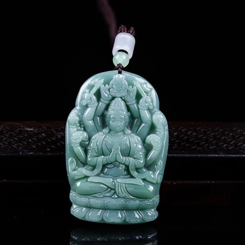 

Jadestone A-grade Guanyin Pendant Thousand-hand Guanyin Jade Pendant Ornament Glutinous Carving Men's and Women's Necklace Gift