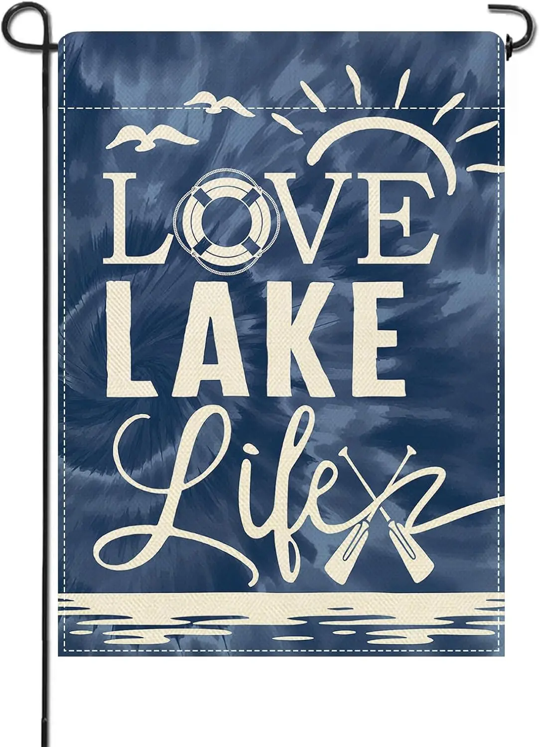 Artofy Love Lake Life Dark Blue Small Decorative Garden Flag | Lakehouse Lifebuoy Paddle Yard Lawn Outside Decor, Lakeside S uui