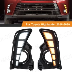 LED Daytime Running Light For Toyota Highlander 2017 2018 2019 DRL Front Bumper Daylights Turn Signal Fog Lamp White Yellow 12V