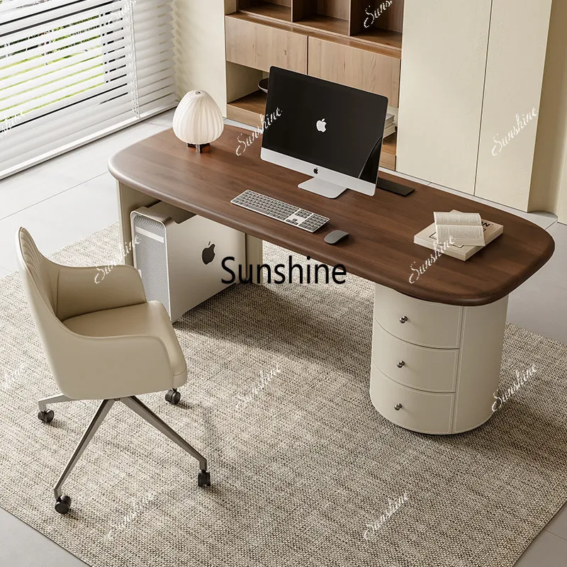 

Modern minimalist desk design home high-end saddle leather writing desk light luxury