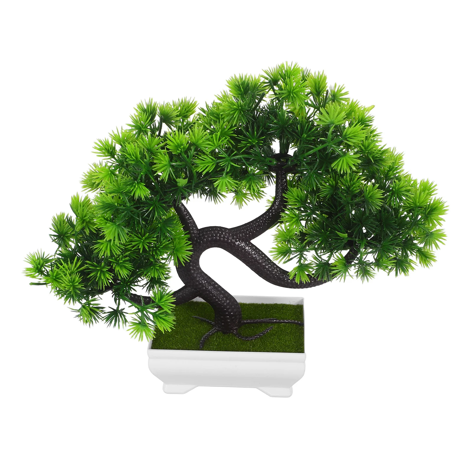 

1Pcs Simulation Pine Greeting Guests Potted Plant Plastic Mini Green Bonsai Desktop Decoration for Home Office Hotel