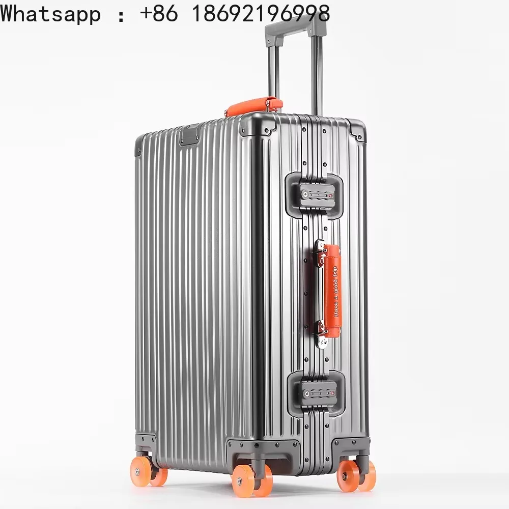 20''/24''/29'' All Aluminum-magnesium Alloy Suitcase Leather Handle Travel Case Bags Rolling Luggage with Spinner Wheel TSA Lock