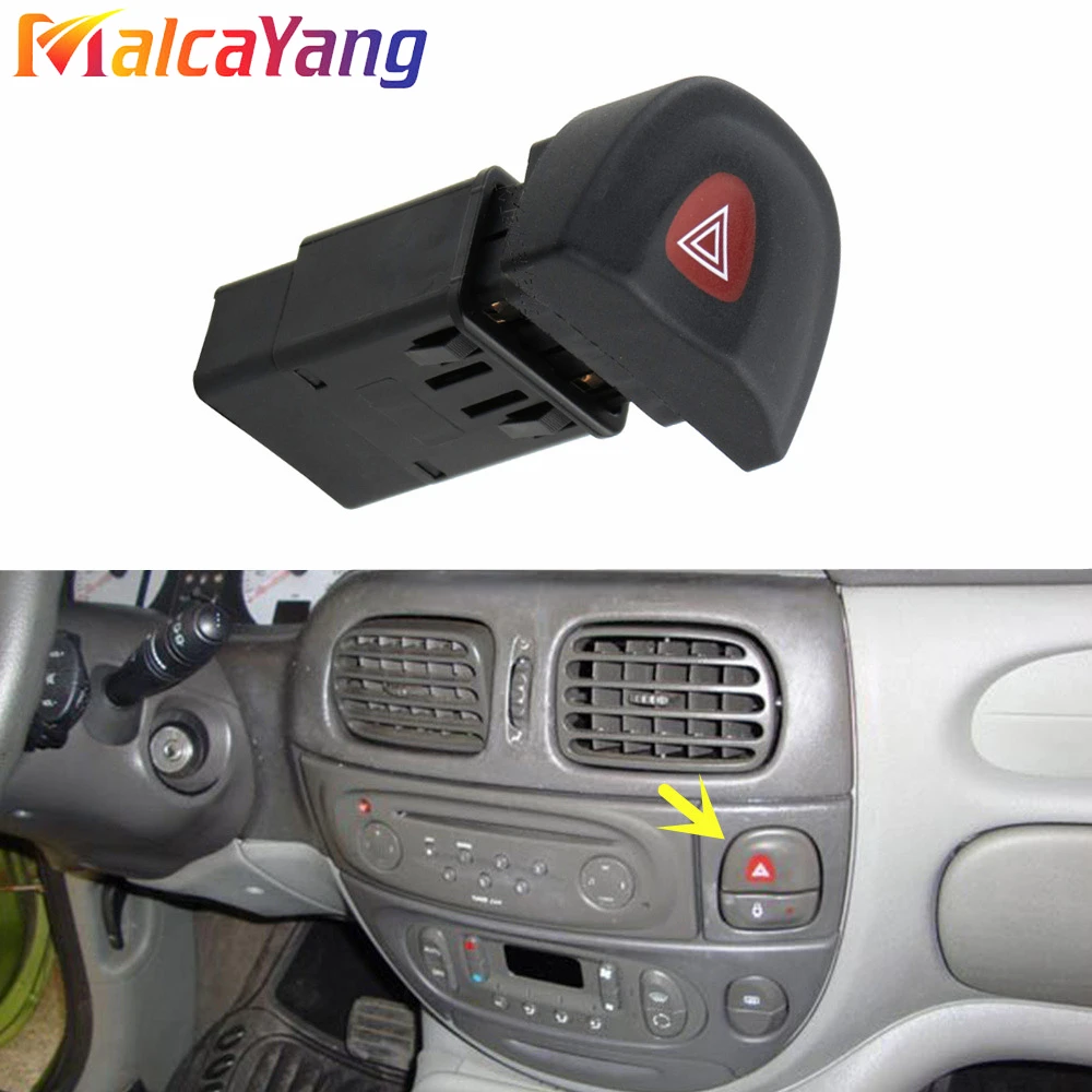 

Emergency Hazard Warning Indicator Light Switch 7700435867 For Renault Megane I BA0, BA1, DA0, DA1, EA0, EA1, KA0, KA1 1995-2003