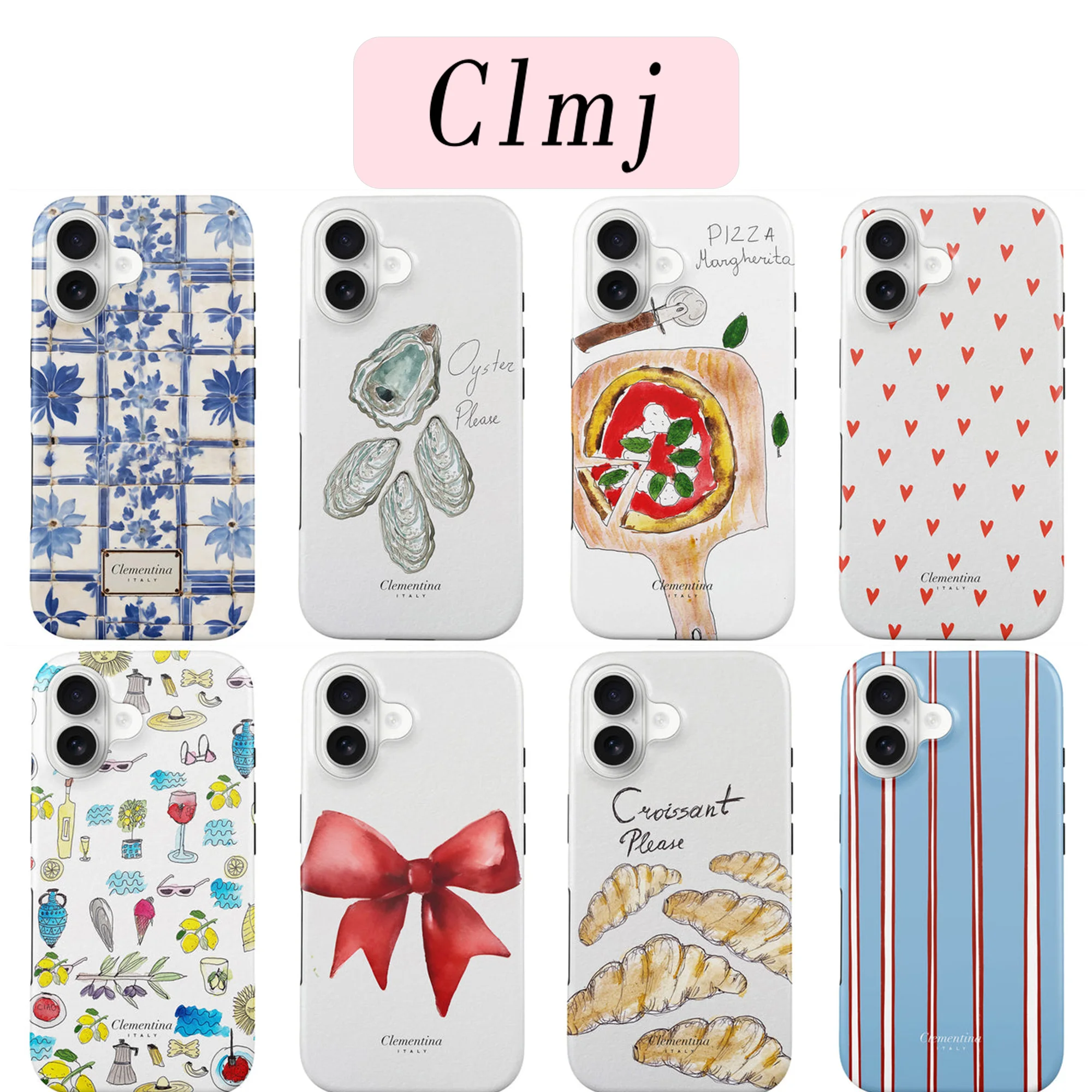 Capa de Celular Luxuosa Clmj com Design de Azulejo Antigo para iPhone 17 16e 16 15 14 13 12 11 XS XR XSMAX 7 8 Air Pro Max Plus, Capa Traseira de Camada Dupla