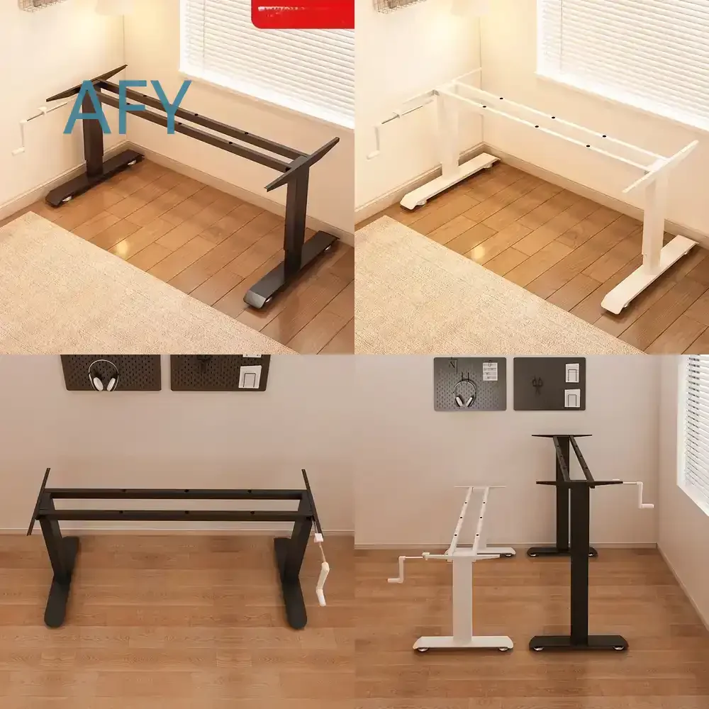 Hand Lifting Table Leg Bracket for Adjustable Standing Desk Double Beam Computer Desk Frame for Gaming Desk Coffee Table