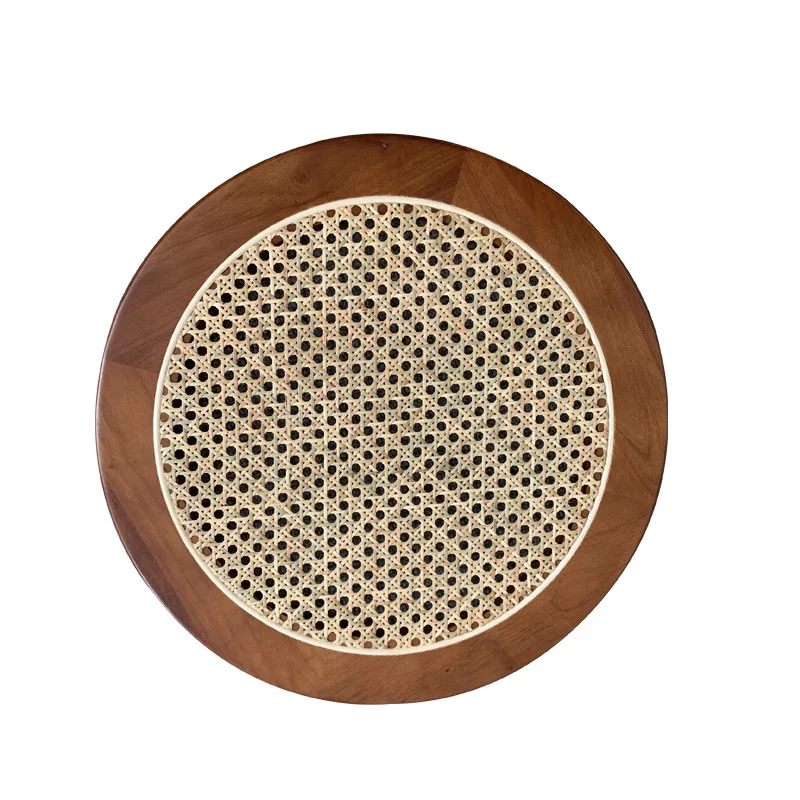 ins solid wood rattan dinner plate decoration ornament round food tray photography Internet celebrity props