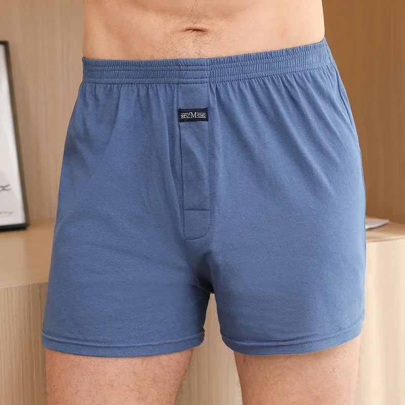 Calças Aro de roupa íntima masculina, pijamas domésticos de algodão puro, soltos e respiráveis, calças de ângulo plano, shorts boxer confortáveis para homens