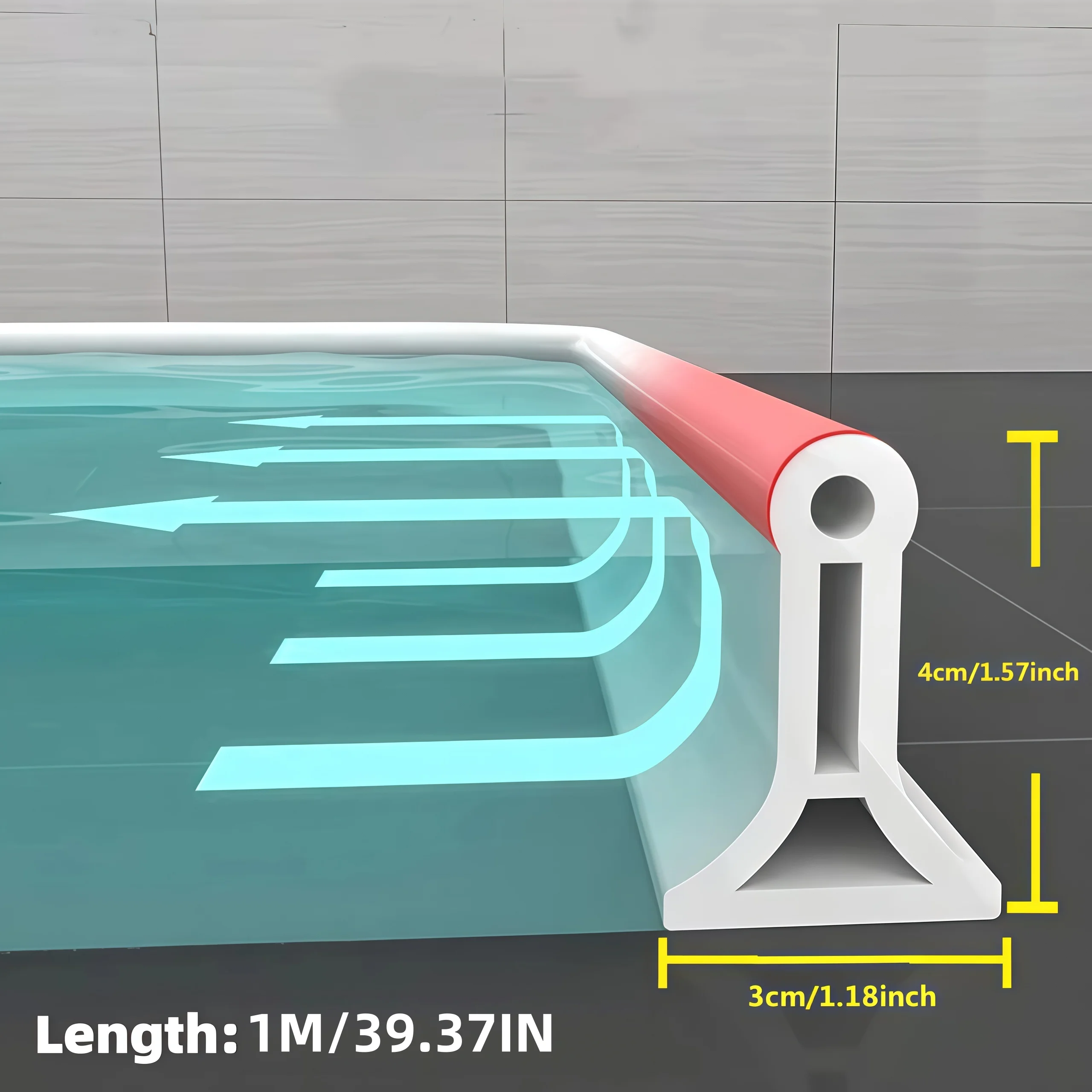 1PC 0.5/1/1.5/2M PVC Water Barrier Strip Flexible Shower Dam Water Retaining Strip for Bathroom Floor Shower Area