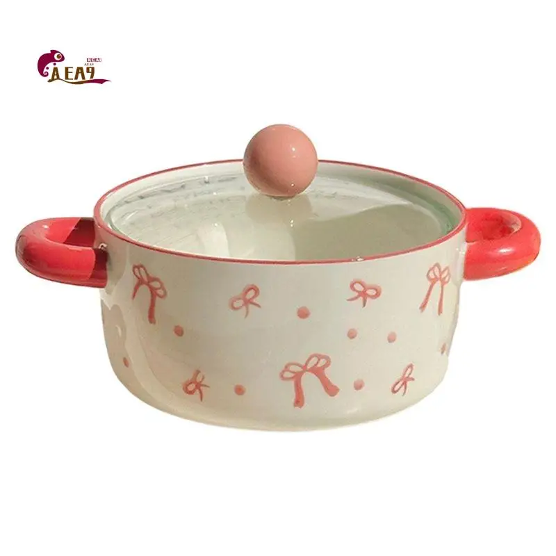 AEA9- Instant Noodle Bowl With Lid, High-Looking Double-Ear Instant Noodle Bowl With Lid And Large Capacity