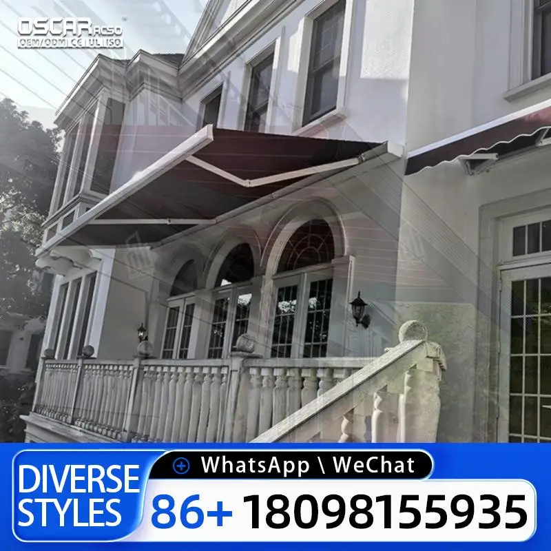 

Retractable Waterproof Balcony Awning Full Cassette Motorized Shade for Patio Garden Terrace Retractable Awning