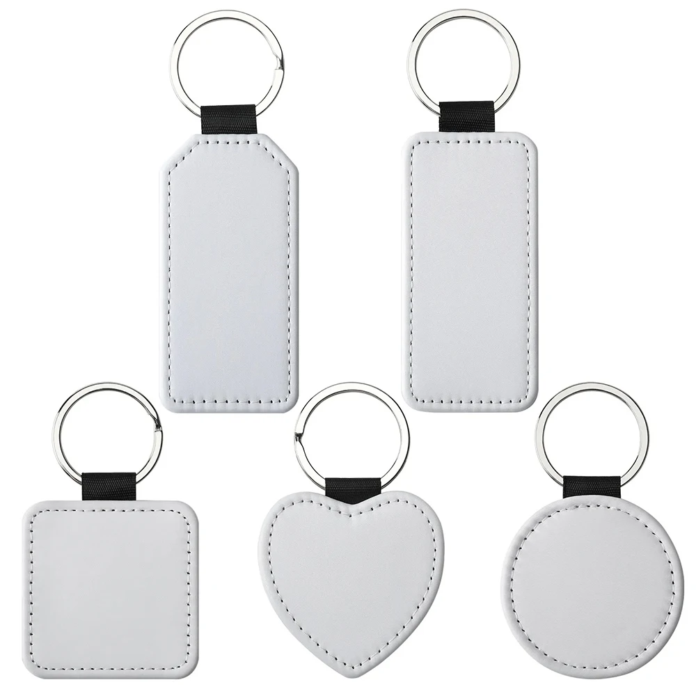 100Pcs Sublimation Blanks Name Dog ID Tags Keychain Glitter PU Leather Keychain For DIY Sublimation Heat Transfer