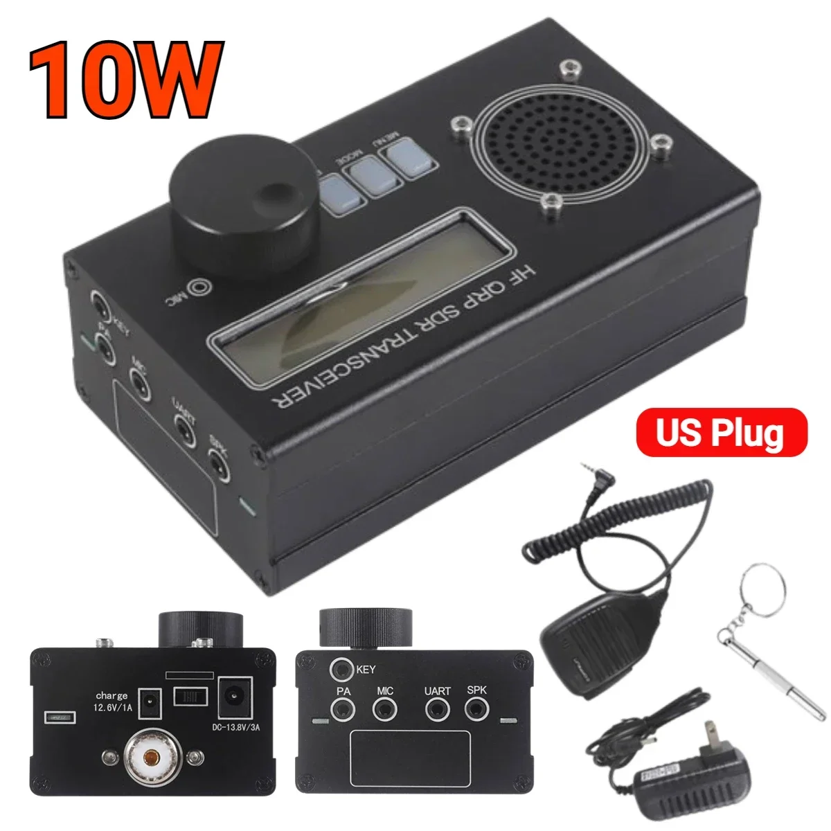 USDR/USDX Radio Transceiver Built-In 6000mah Battery SSB CW QRP Transceiver CW Volume Adjustable with Handheld Mic for Ham Radio