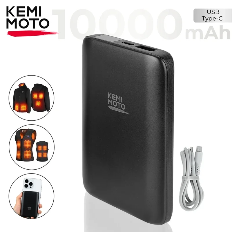 

KEMIMOTO 10000mAh Rechargeable Battery 5V Heated Jackets Vests Power Bank Phone Fast Charging Safety Certification Batteries