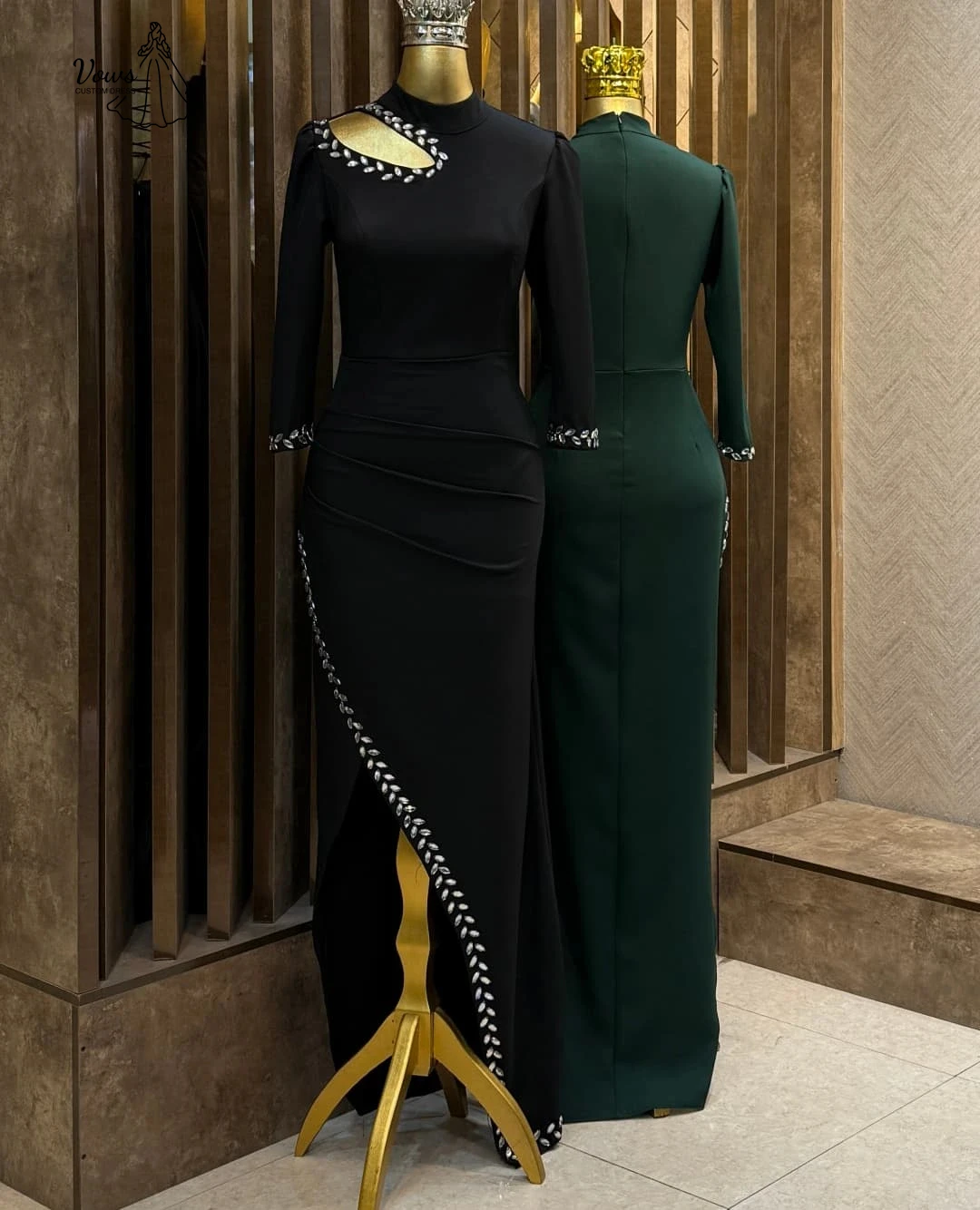 결혼식을 위한 여성용 이브닝 드레스 맞춤 제작 웨딩 게스트 여성 드레스 라인스톤 비대칭 사이드 슬릿 드레스