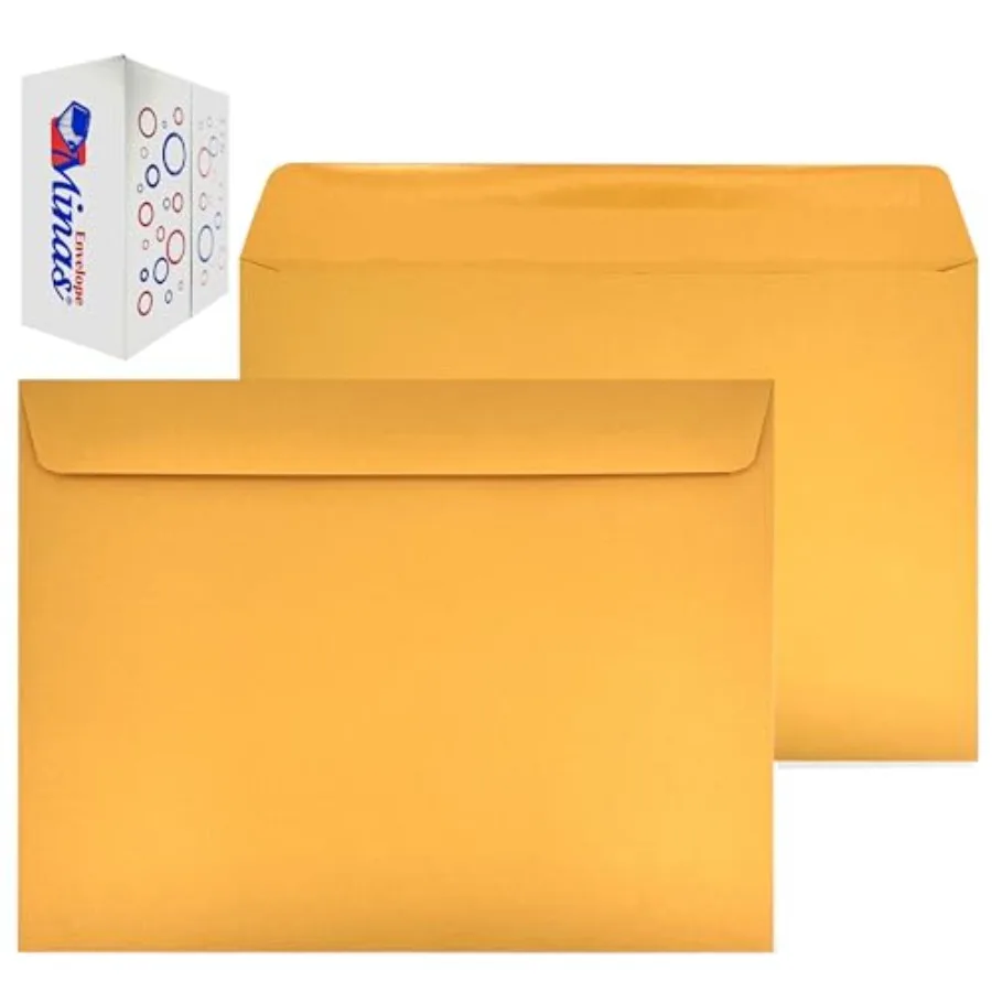 

Конверты-буклеты 6x9 дюймов, с открытым боком, из коричневой крафт-бумаги 24lb, с прочным клеевым клапаном, производство США