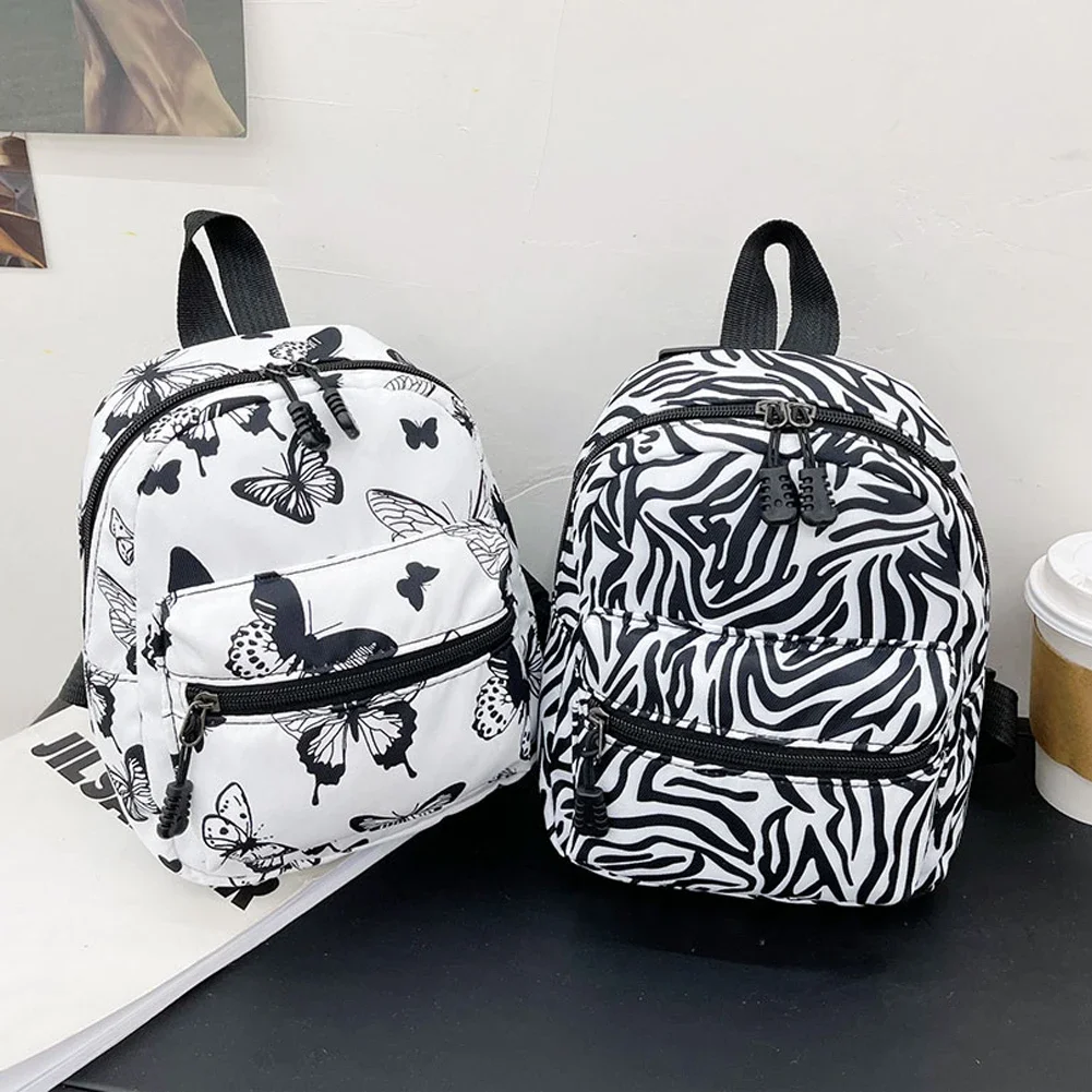 Women Preppy Style Knapsack 2023 Retro Animal Pattern Printing Mini Backpack Fashion Nylon Schoolbag For Girls Aesthetic Mochila