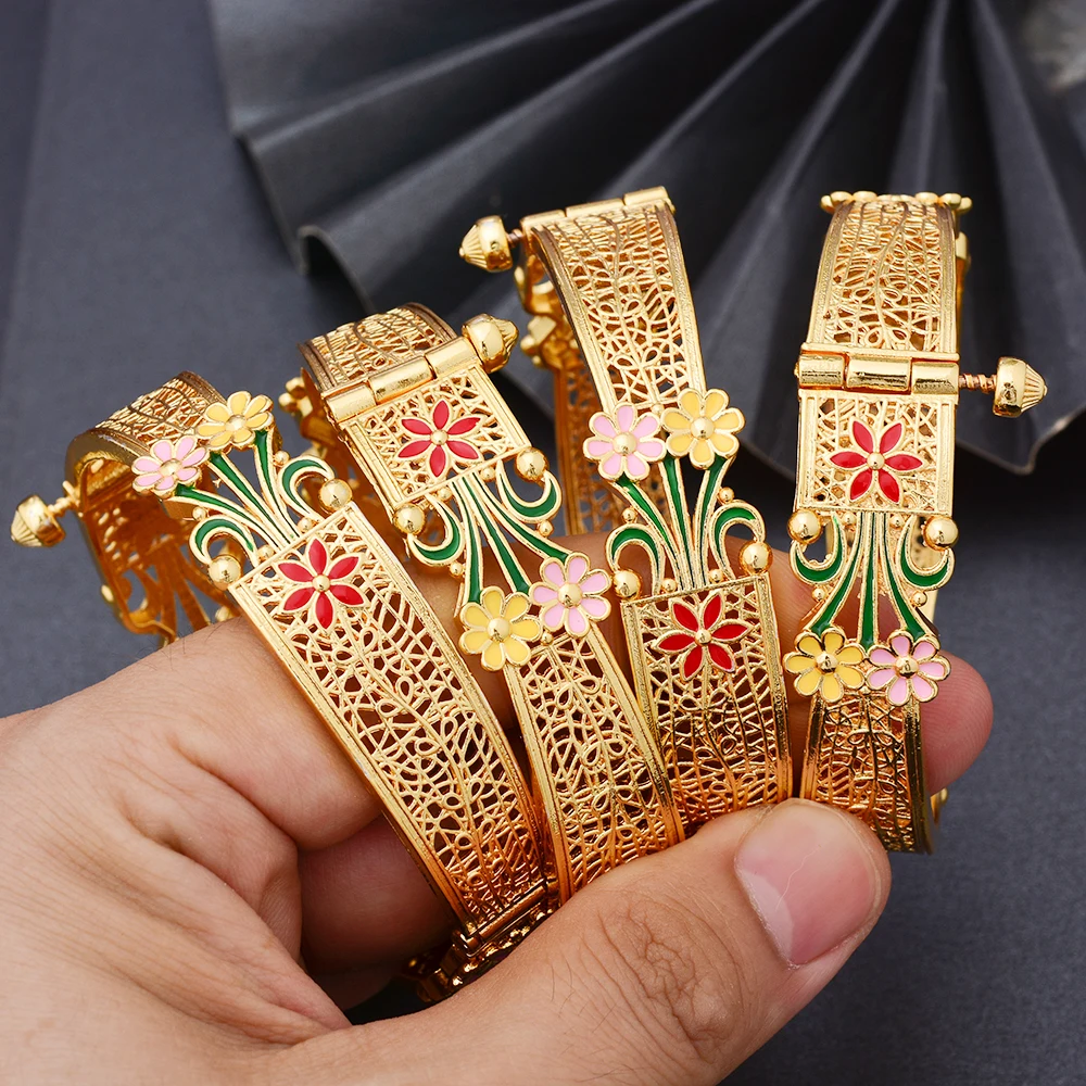 Wando Nigerian wedding Gold Color Bangles For Woman Fashion Dubai Gold Color Bangles&Bracelet Wholesale Design bridal jewelry