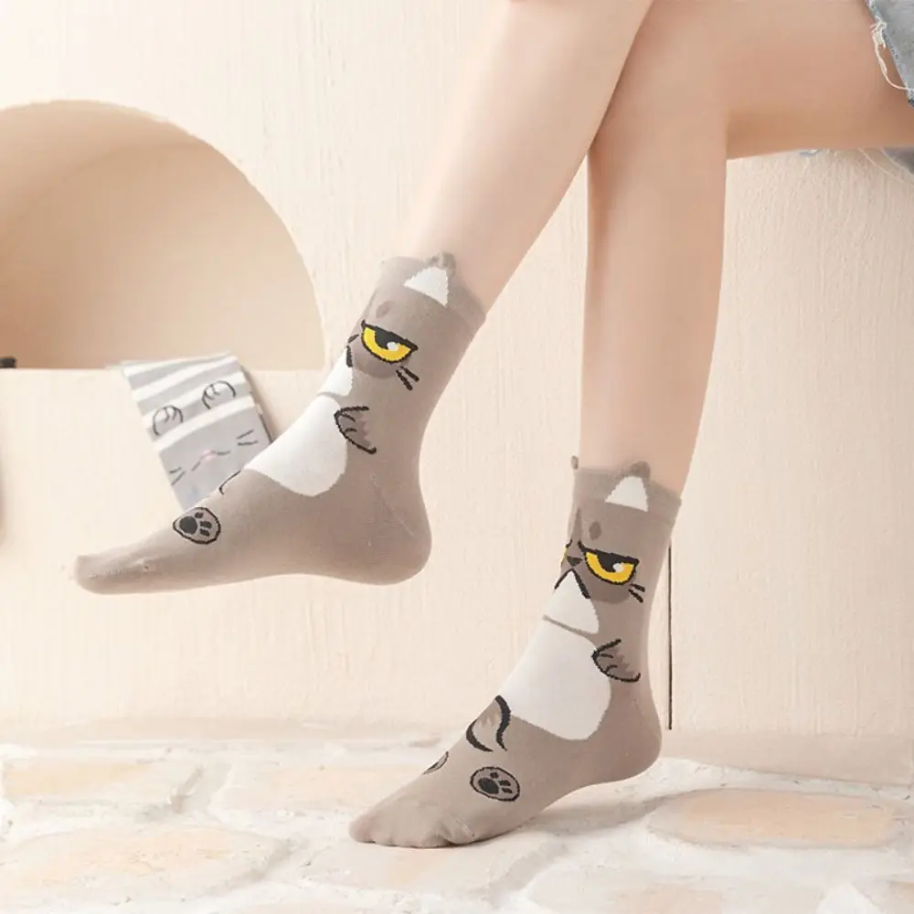 Adorable Fashion Cat Socks Harajuku Funny Cotton Hosiery Cartoon Short Stocking Streetwear Kawaii Sweet Animal Socks