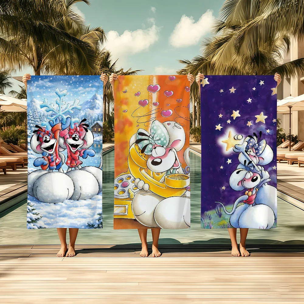 Cartoon D-Diddl CUTE Handtuch, Textil-Bademantel, Strand, schnell trocknend, leicht, tragbar, für Camping, Schwimmbad, Reisen