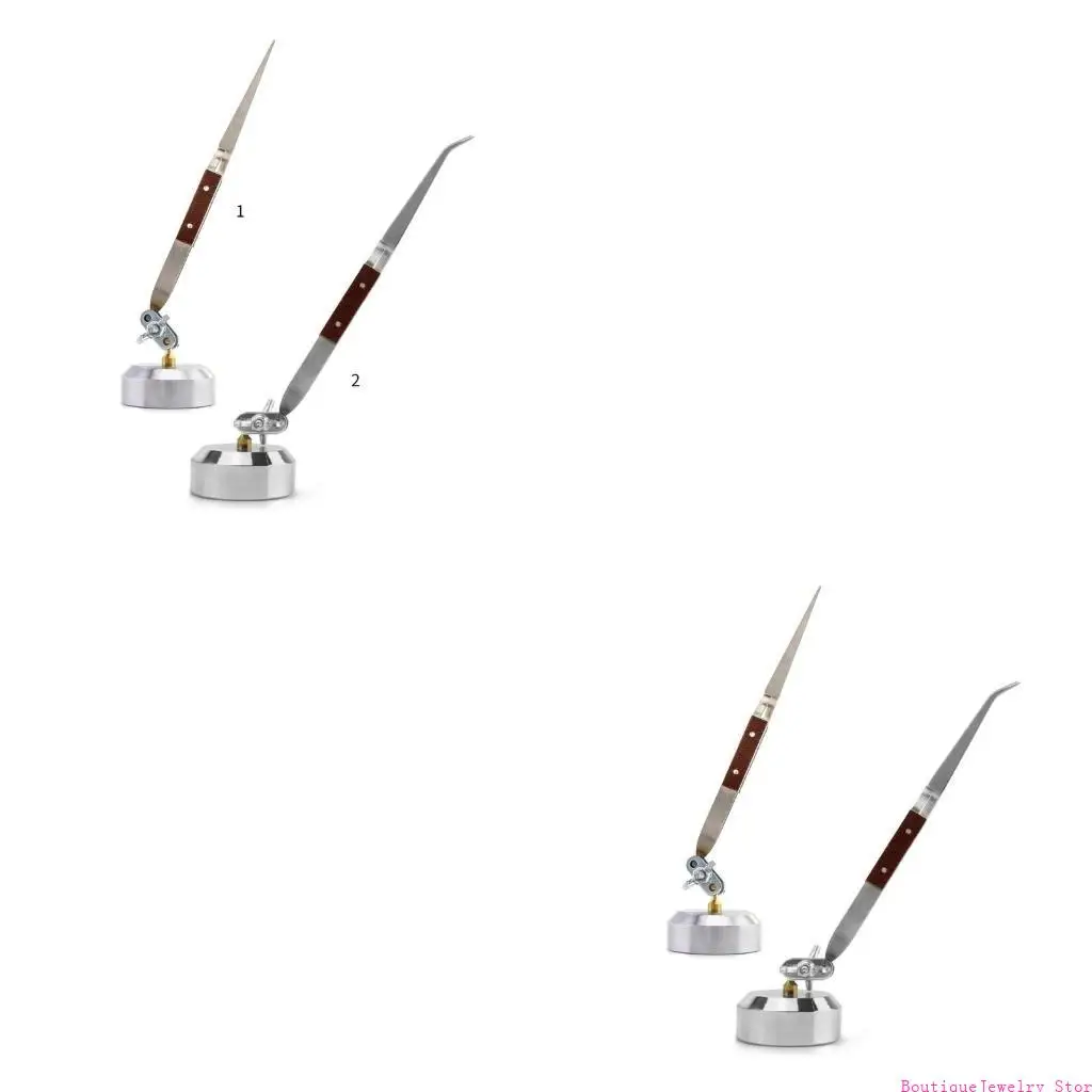 E1PE Third Hand Tweezers Soldering Tweezers with Rotatable Base for Jewelry Repairing