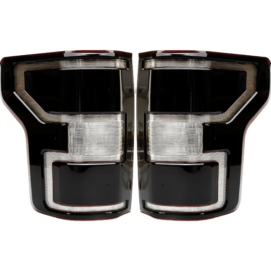 

Brake Tail Light Rear Lamp Compatible With Ford F150 F-150 2018 2019 2020 Driver and Passenger Side Smoke Black Halogen Type OE-