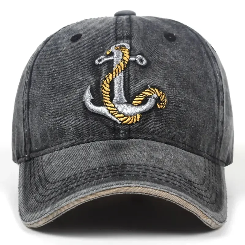 Baseball Hat Washed Boat Anchor Embroidery Cowboy Outdoor Korean Version Made old Summer Men\'s Cap