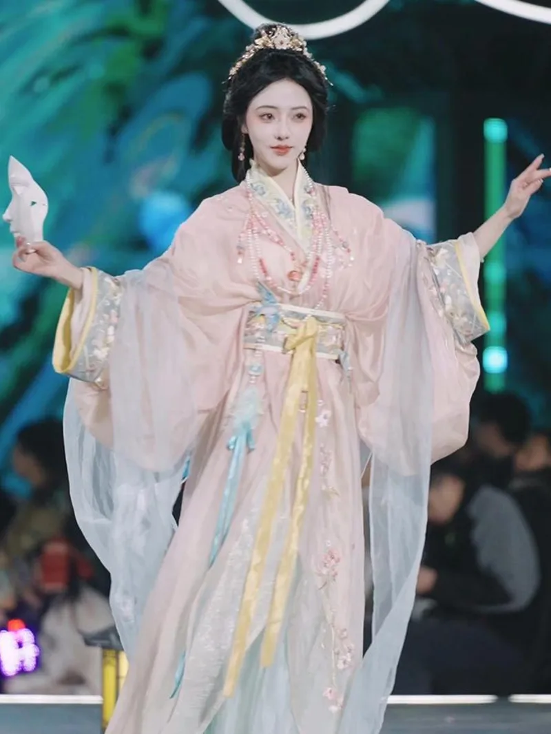 New Warring States Robe Embroidery Big Sleeved Shirt Hanfu Womens fashion Tail Version Guofeng Carnival Halloween Cos Cosplay