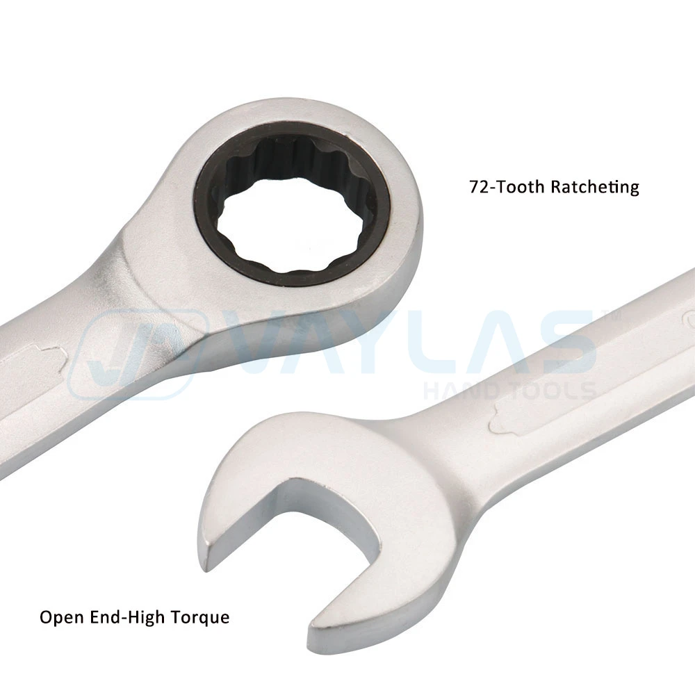 11mm Ratchet Wrench Fixed Head Chrome Vanadium Steel Dull Polished 72-Tooth Box End and Open End Combination Ratcheting Wrench