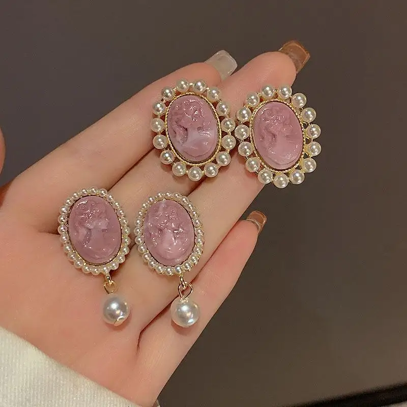 Französisch Vintage Perlen ohrringe für Frauen personal isierte elegante romantische Porträt Ohrringe Damen Mädchen reisen Hochzeits schmuck