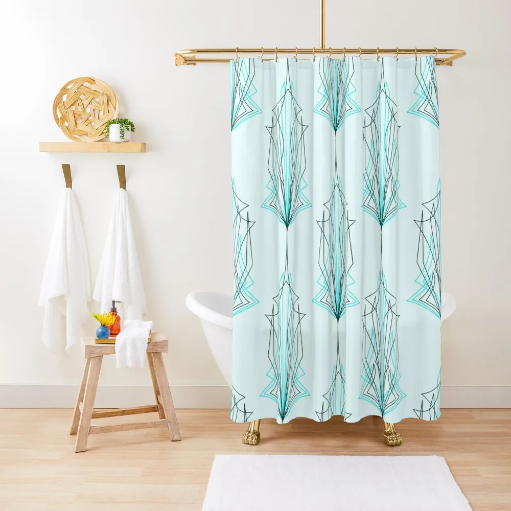 

Pin Stripe Aquas Shower Curtain Window Cover Shower Set Curtain