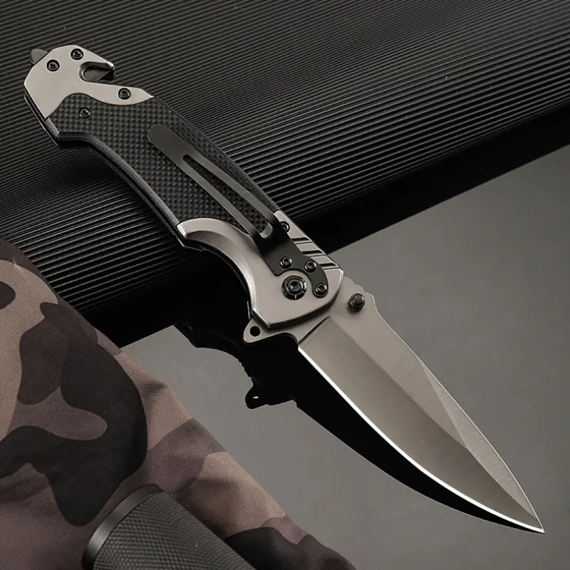 Outdoor Multi-Purpose Tactical Survival Knife, Camping Folding Knife, Faca portátil de defesa de bolso, Aço inoxidável