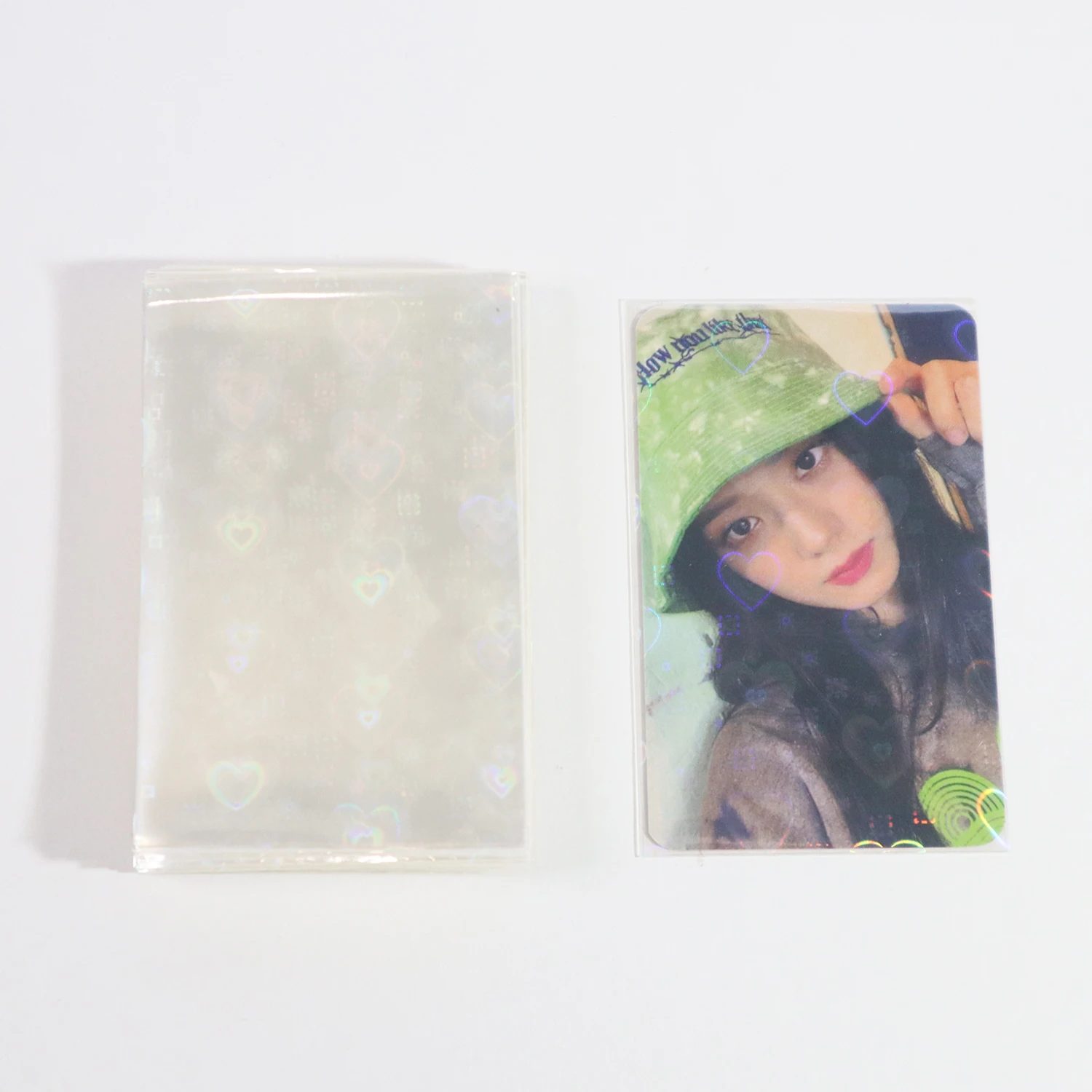 

100ct Sweet Heart Foil Spark Shining Laser Clear Photo Holo Card Sleeves Korea KPOP Holographic Card Protector TCG Shield Cover