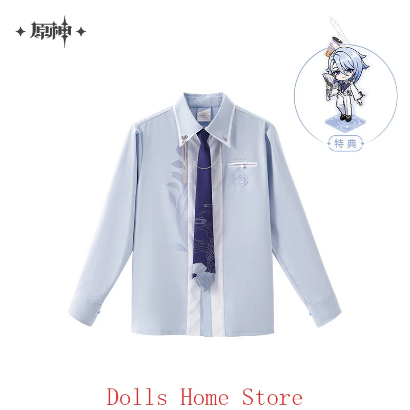 

Mihoyo Original Merch Genshin Impact Kamisato Ayato Color blocked tie shirt Cosplay Costume Anime Clothes Halloween Gift