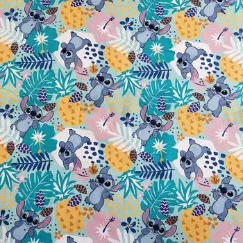 Velkoobchodní cena Disney bavlněné látky na půl metru Mickey Stitch Windcock Disney princezny látkový materiál na šití oblečení patchwork 6 nejlepší prodej látka Lilo a Stitch - №5