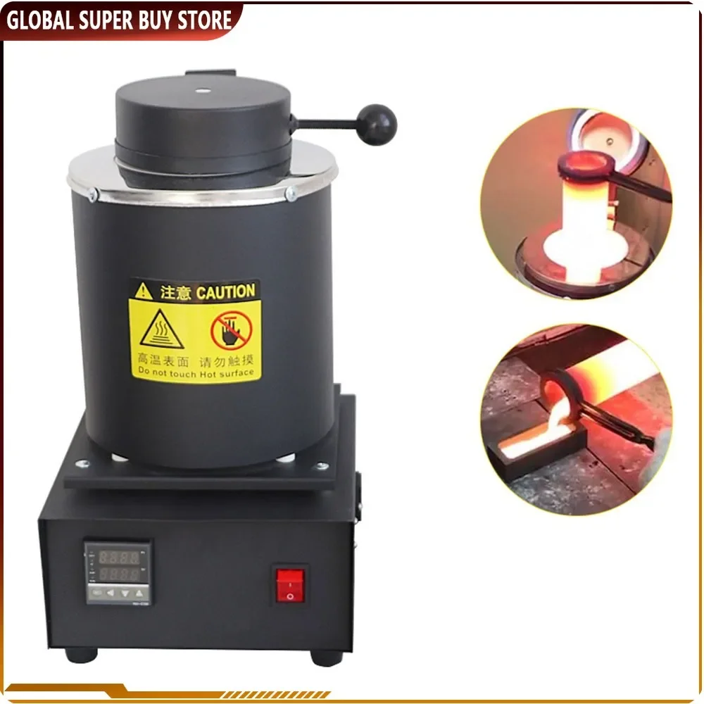 1600W Digital Electric Melting Furnace 3KG Refining Casting Furnace Gold Melting Jewelry Smelting Tool with Graphite Crucible