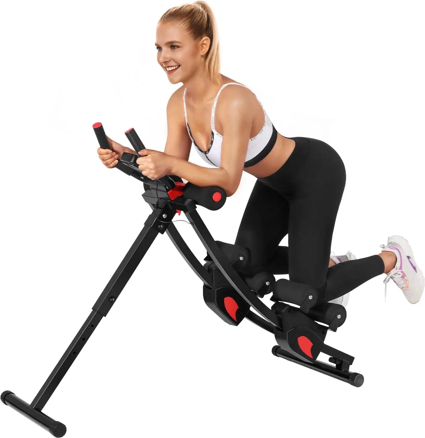 Ab Machine for Women Home Gym, Adjustable Core Abdominal Exercise Fitness Equipment for Full Body Shaping, Foldable Waist Traine