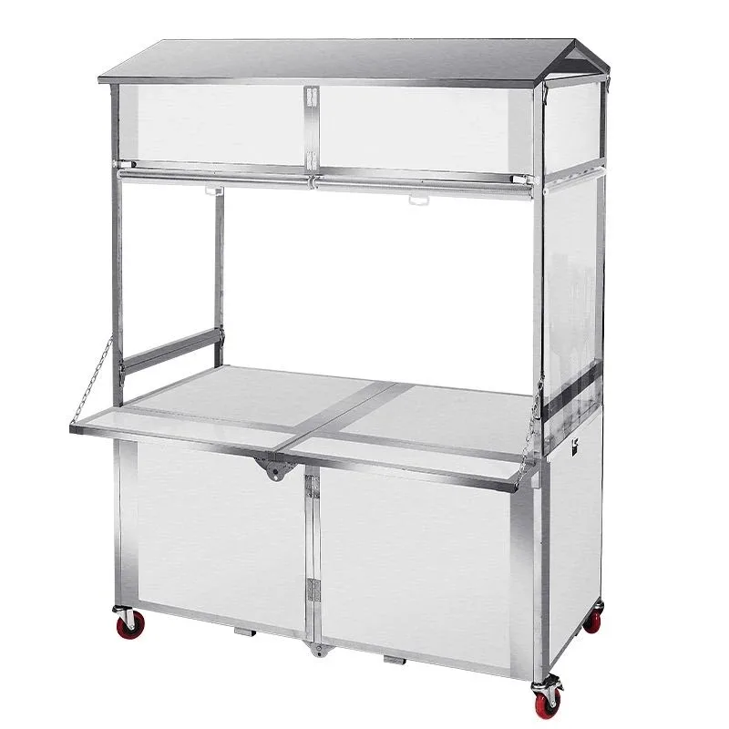 Snack Mobile Folding Outdoor Night Market Stainless Steel Internet celebrity Foldable Multifunctional Dining Cart