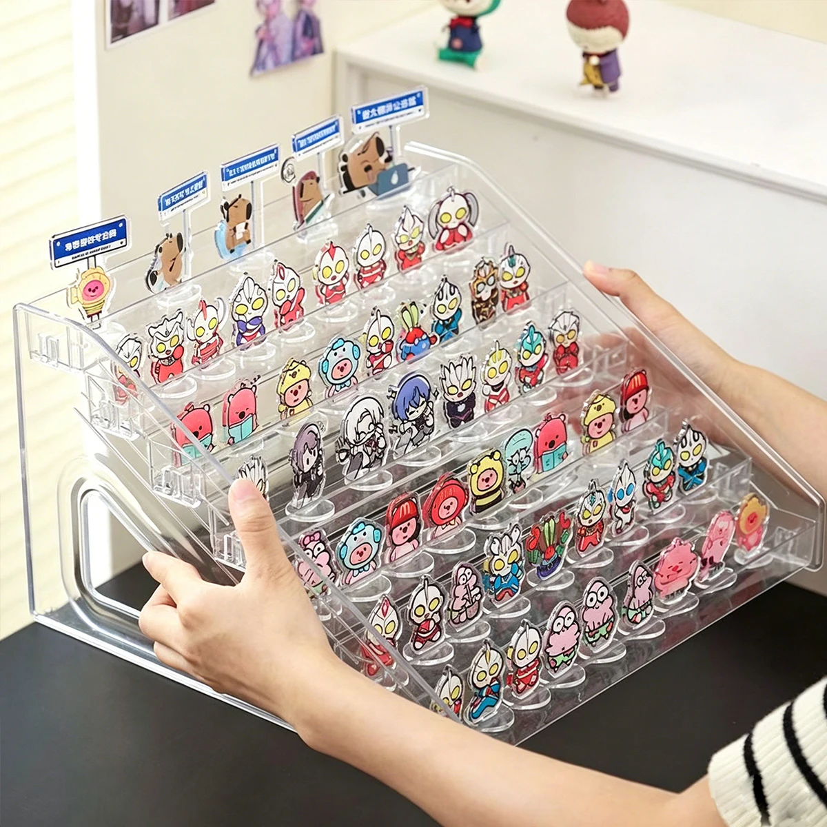 1pc Transparent Acrylic Standing Sign Ladder Display Rack Suitable for Anime Brand/Blind Box/Jewelry Storage Display Rack