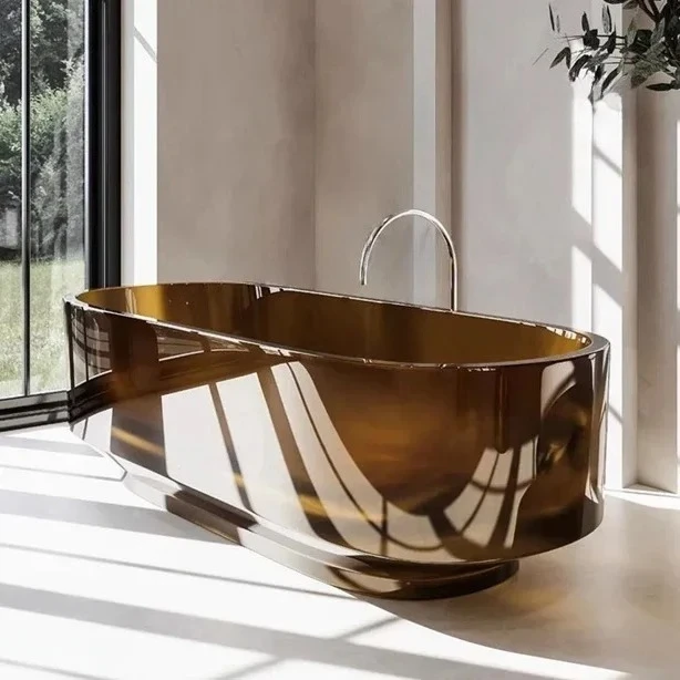 Amber Transparent Resin Detached Hotel Villa Clubhouse Double Adult Bath Tub