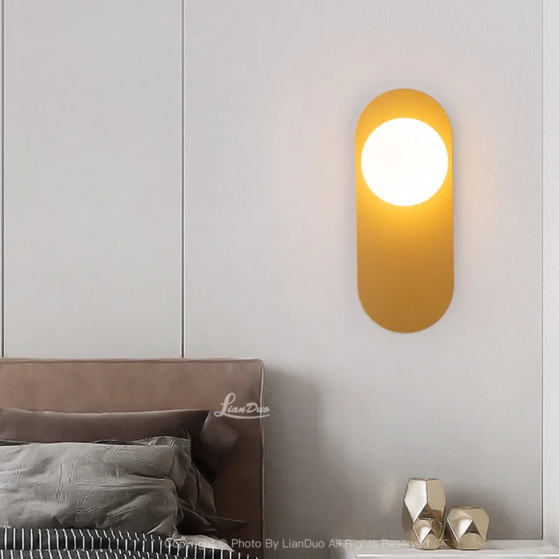 Creative Bedside Indoor LED Wall Lamps with G9 Bulb fo Bedroom Living Room Wall Light Wall Sconce with Glass Ball for Background