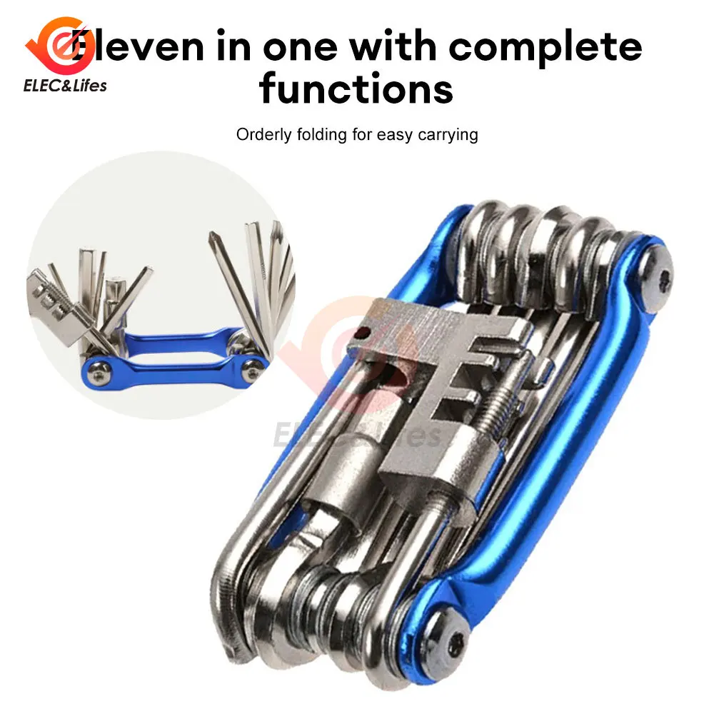 11 in 1 Bicycle Repair Tool Kit Mountain Bike Wrench Screwdriver Chain Hex Spoke Multifunction Bicycle Repair Set Cycling Tool