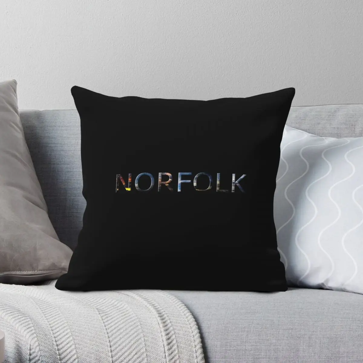 Norfolk Skies Pillowcase Polyester Linen Velvet Pattern Zip Decor Pillow Case Home Cushion Cover