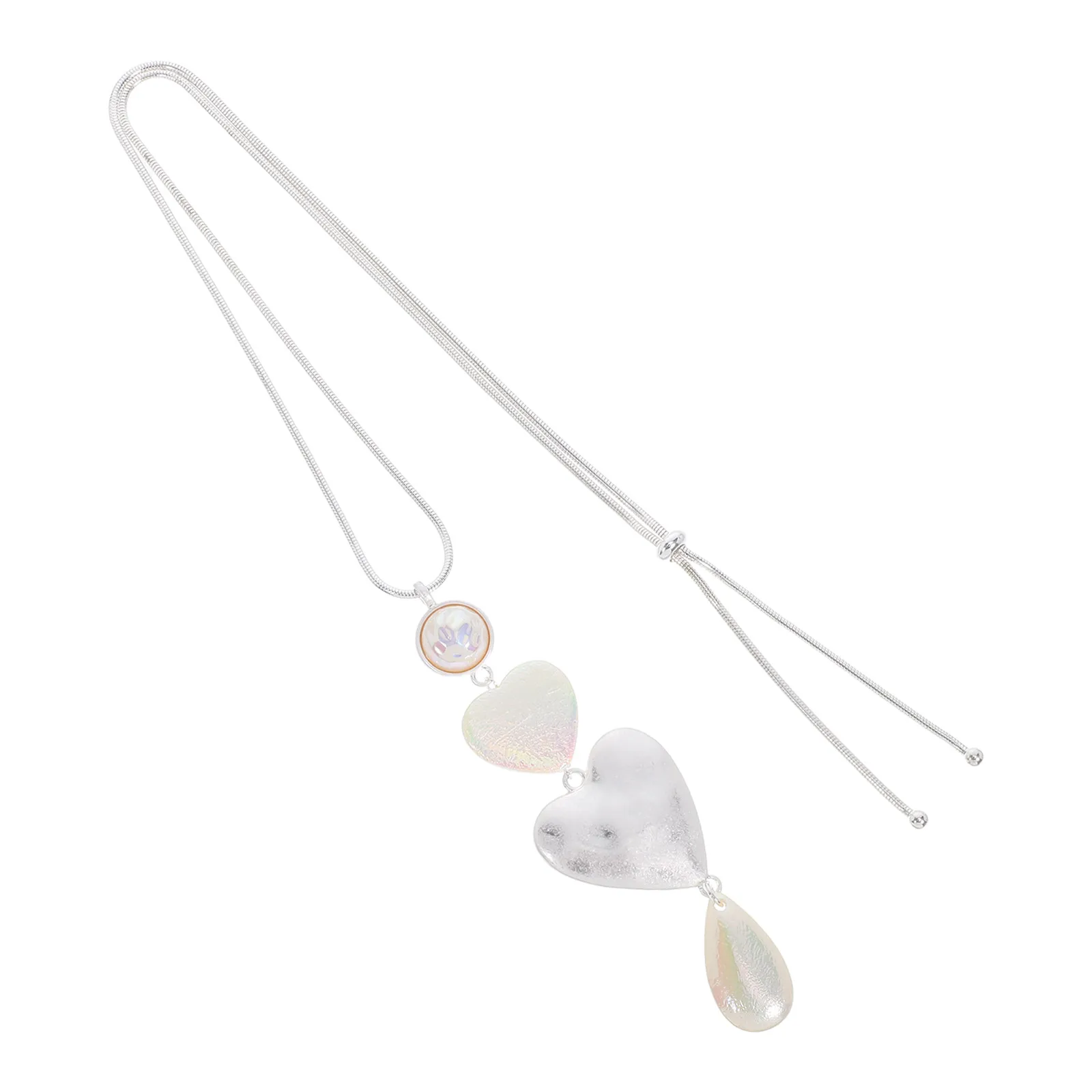 

Peach Heart Necklace Jewelry Vintage Pendant for Women Zinc Alloy Costume Miss Sweater