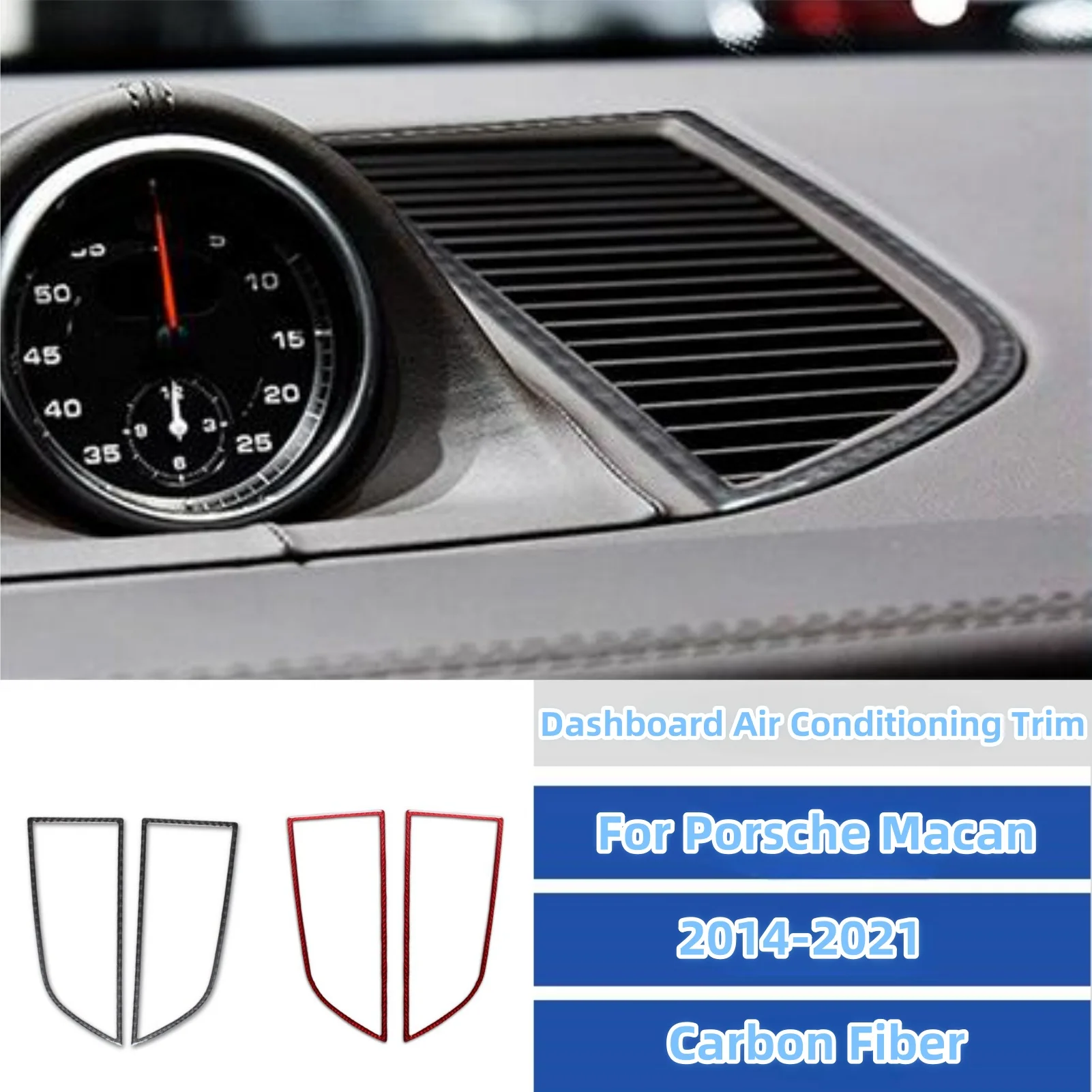 

For Porsche Macan 2014-2021 Carbon Fiber Dashboard Air Conditioning Vent Frame Trim Sticker Car Interior Decoration Accessories